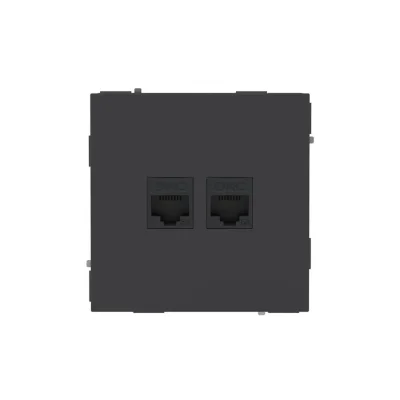 Розетка компьютерная 2-м KANT RJ45 кат.6A без шторки черн. уголь DKC 7012674