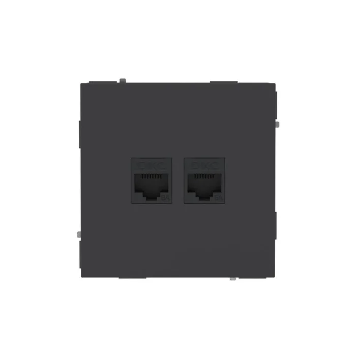 Розетка компьютерная 2-м KANT RJ45 кат.6A без шторки черн. уголь DKC 7012674