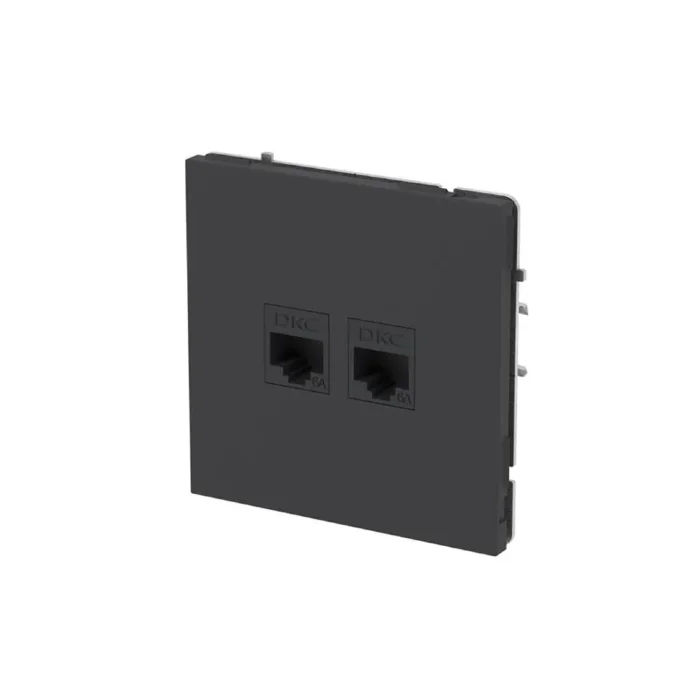 Розетка компьютерная 2-м KANT RJ45 кат.6A без шторки черн. уголь DKC 7012674