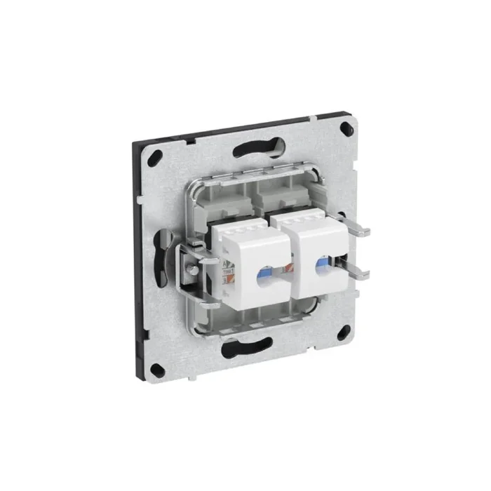 Розетка компьютерная 2-м KANT RJ45 кат.6A без шторки черн. уголь DKC 7012674