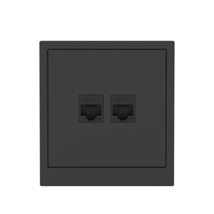 Розетка компьютерная 2-м KANT RJ45 кат.6A без шторки черн. уголь DKC 7012674