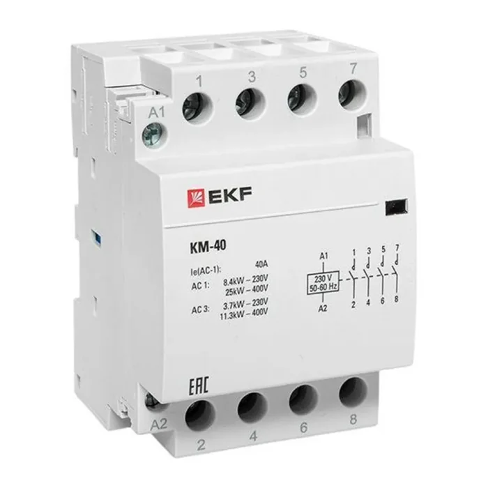 Контактор модульный КМ 40А 4NО (3 мод.) EKF km-3-40-40