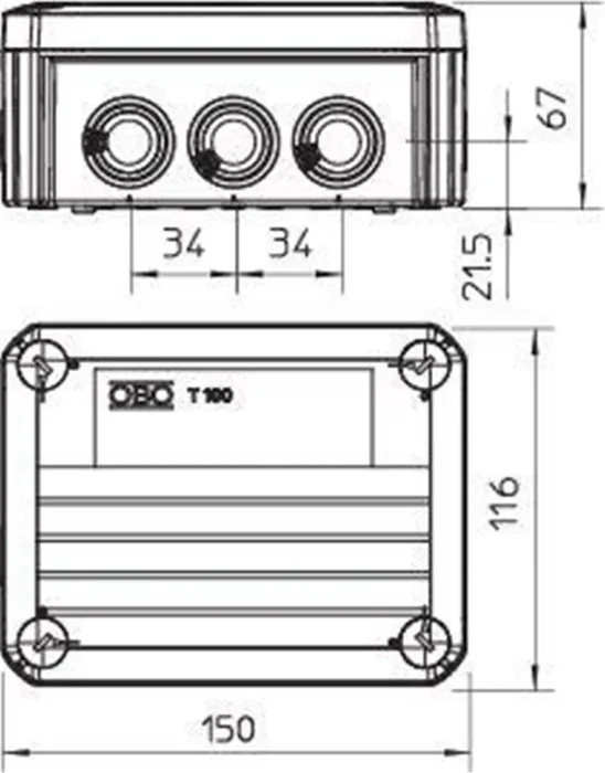 Коробка распределительная 150х116х67мм T100 ED 10-5 OBO 7205533