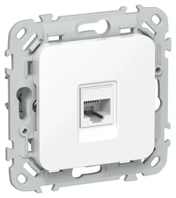 Розетка компьютерная СП FLITE РК6-1-0-ФлБ RJ45 кат.6 UTP механизм бел. IEK FI-K12-2-K01