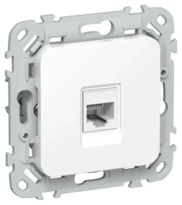 Розетка компьютерная СП FLITE РК6-1-0-ФлБ RJ45 кат.6 UTP механизм бел. IEK FI-K12-2-K01