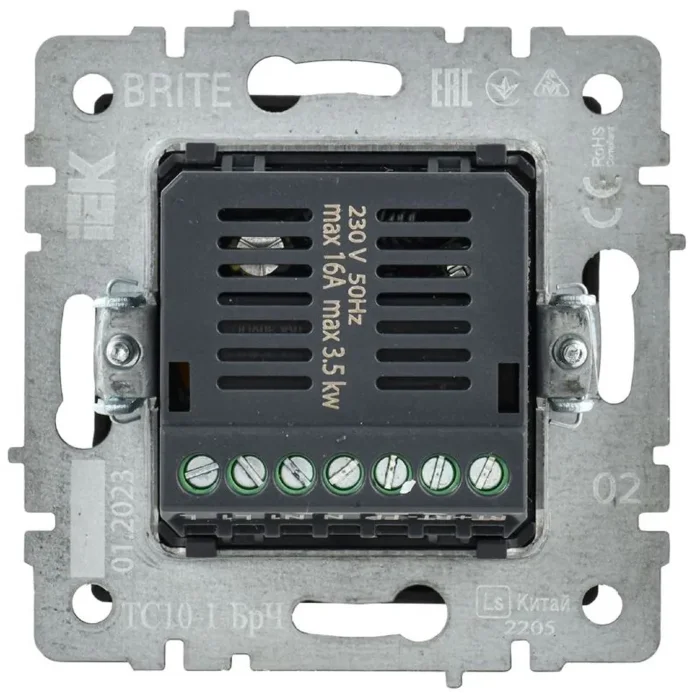 Термостат электронный с индик. BRITE СП IP20 ТС10-1-БрЧ механизм черн. IEK BR-RT11-K02