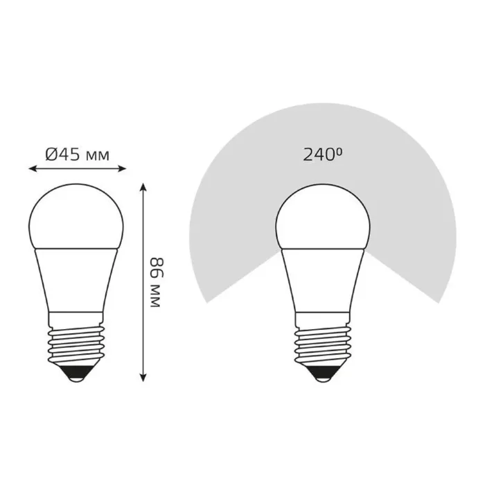 Лампа светодиодная Black 7Вт P45 шар 4100К нейтр. бел. E27 590лм диммир. GAUSS 105102207-D