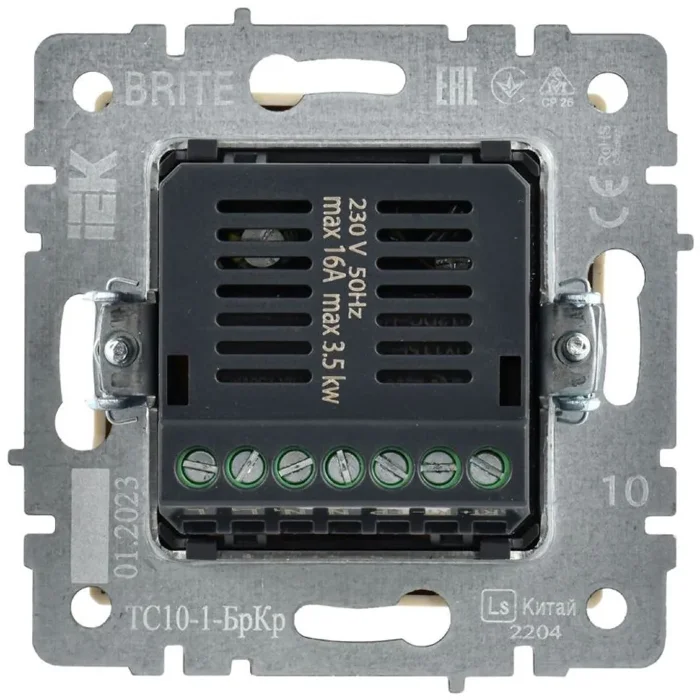 Термостат электронный с индик. BRITE СП IP20 ТС10-1-БрКр механизм беж. IEK BR-RT11-K10