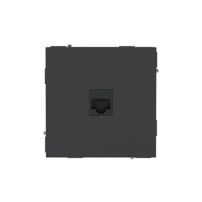 Розетка компьютерная 1-м KANT RJ45 кат.5E без шторки черн. уголь DKC 7012663