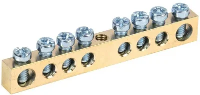 Шина PEN &quot;земля-ноль&quot; 6х9мм 8/1 (8групп/крепеж по центру) IEK YNN10-08-100