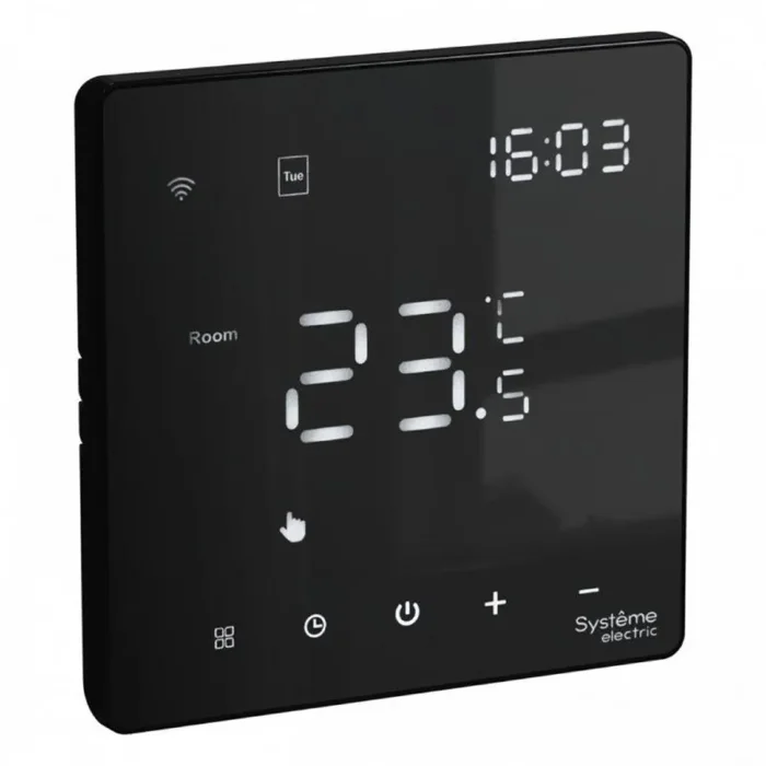 Термостат программируемый ArtGallery 16А с Wi-Fi для электрич. теплого пола моноблочный черн. SE GAL001038