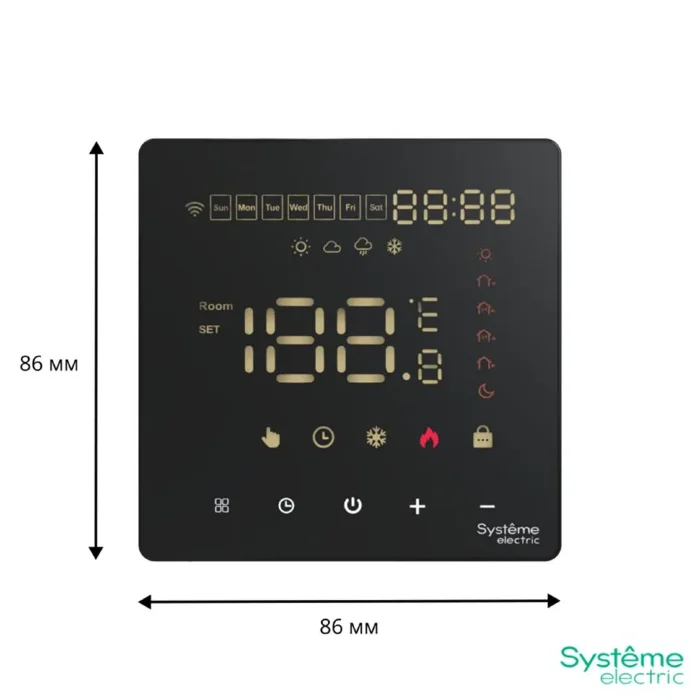 Термостат программируемый ArtGallery 16А с Wi-Fi для электрич. теплого пола моноблочный черн. SE GAL001038
