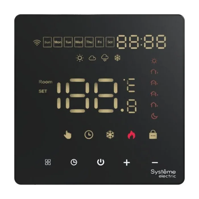 Термостат программируемый ArtGallery 16А с Wi-Fi для электрич. теплого пола моноблочный черн. SE GAL001038