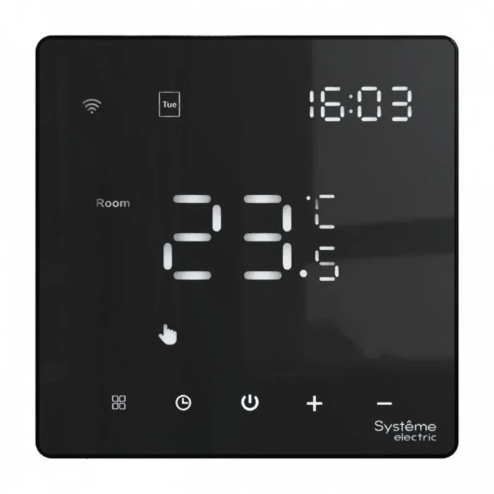 Термостат программируемый ArtGallery 16А с Wi-Fi для электрич. теплого пола моноблочный черн. SE GAL001038