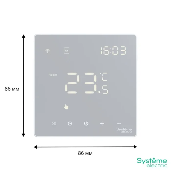 Термостат программируемый ArtGallery 16А с Wi-Fi для электрич. теплого пола моноблочный бел. SE GAL000138