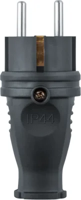 Вилка прямая 61 368 NCA-PLR02-16A-E-IP44-BL с заземл. каучук черн. Navigator 61368