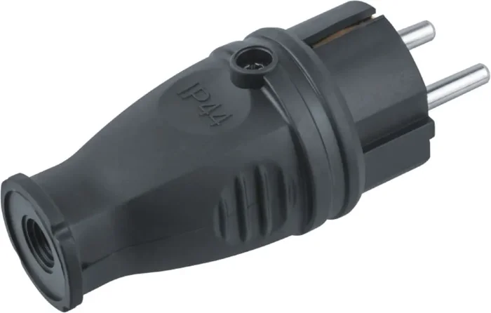 Вилка прямая 61 368 NCA-PLR02-16A-E-IP44-BL с заземл. каучук черн. Navigator 61368