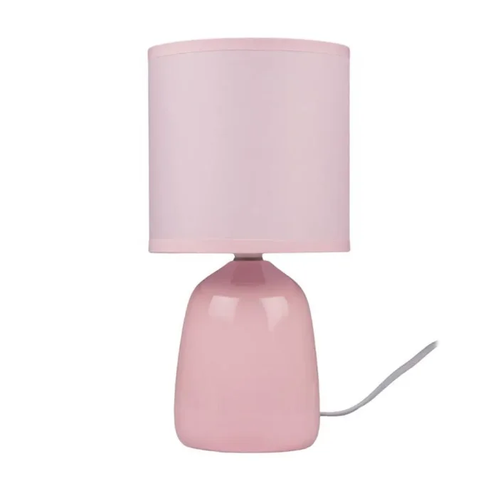 Светильник настольный JH2-02-pk E14 IP20 130х130х255мм керамика; ткань; PVC-пластик роз. JazzWay 5062337