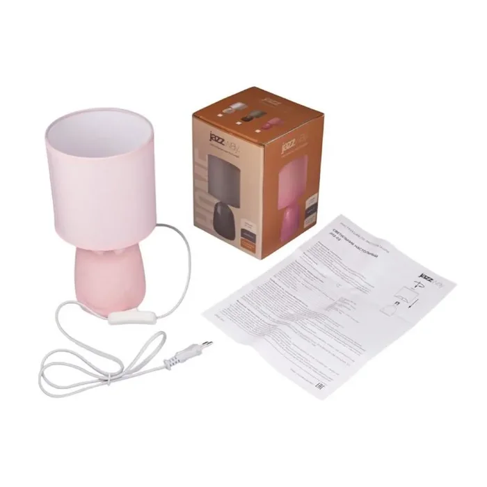 Светильник настольный JH2-02-pk E14 IP20 130х130х255мм керамика; ткань; PVC-пластик роз. JazzWay 5062337