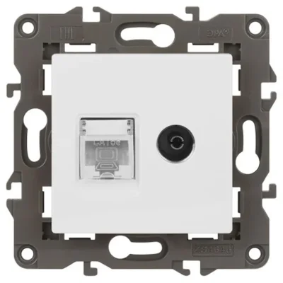 Розетка компьютерная + телевизионная Elegance 14-3110-01М RJ45+TV матов. бел. Эра Б0065767