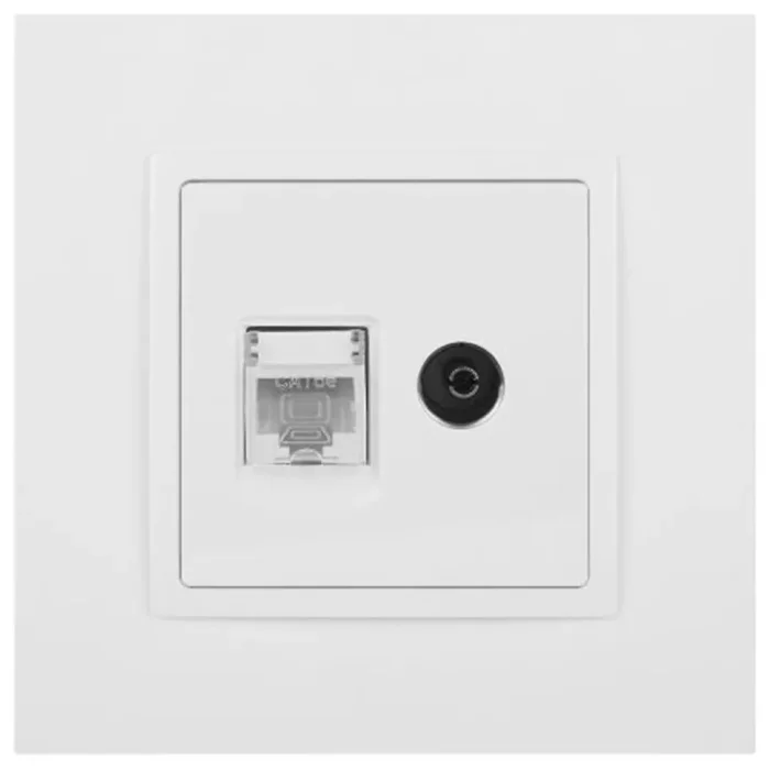 Розетка компьютерная + телевизионная Elegance 14-3110-01М RJ45+TV матов. бел. Эра Б0065767