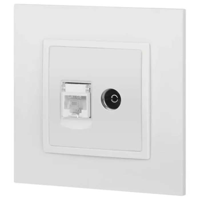 Розетка компьютерная + телевизионная Elegance 14-3110-01М RJ45+TV матов. бел. Эра Б0065767