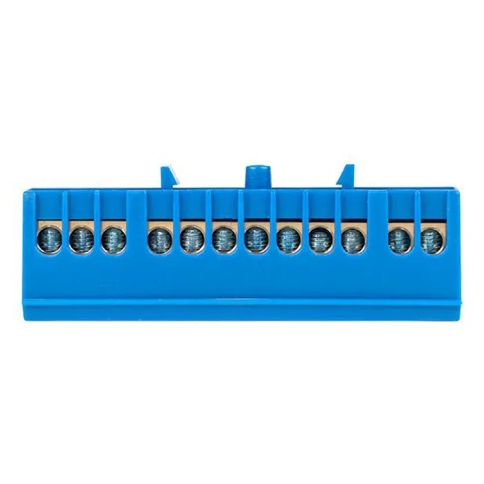 Шина нулевая N 6х9 12 отверстий синий изолированный корпус на DIN-рейку латунь PROxima EKF sn0-63-12-ib