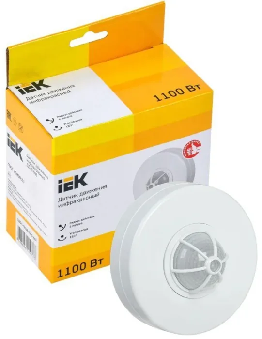 Детектор движения ДД 024В 1100Вт угол. обз. 180-360град. IP33 бел. IEK LDD11-024B-1100-001