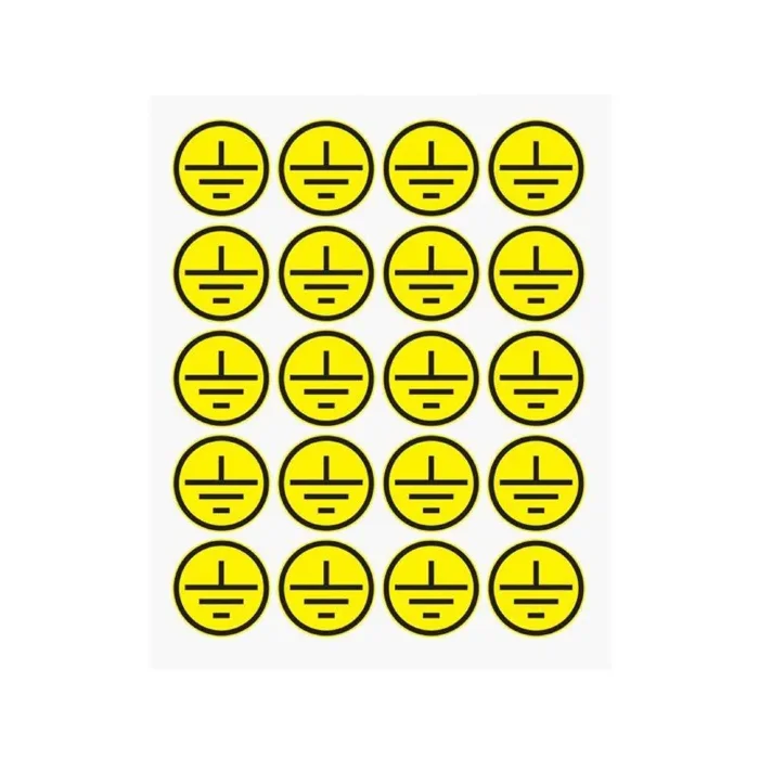 Наклейка знак электробезопасности "Заземление" d20мм (20шт на листе) Rexant 56-0010