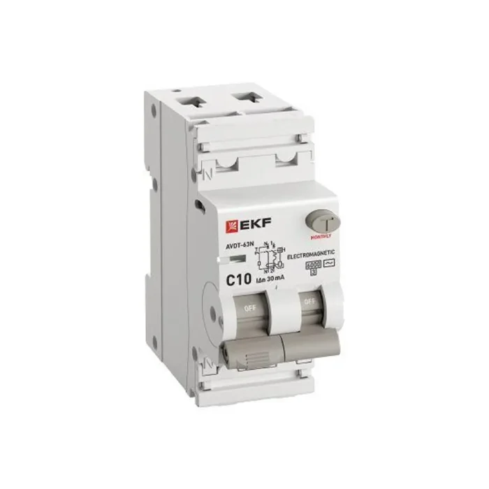 Выключатель автоматический дифференциального тока 2п (1P+N) C 10А 30мА тип AC 6кА АВДТ-63N (электромех.) PROxima EKF D63N26M10C30