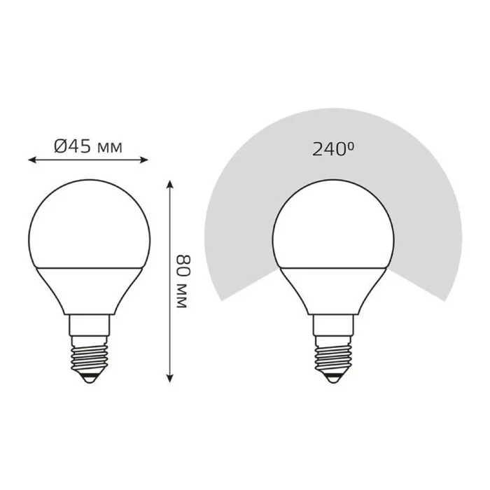 Лампа светодиодная Elementary 8Вт P45 шар 3000К тепл. бел. E14 520лм GAUSS 53118