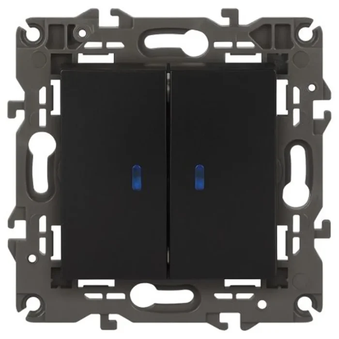 Выключатель 2-кл. СП Elegance 14-1105-05 10А IP20 250В 10AX с подсветкой механизм антрацит Эра Б0034241