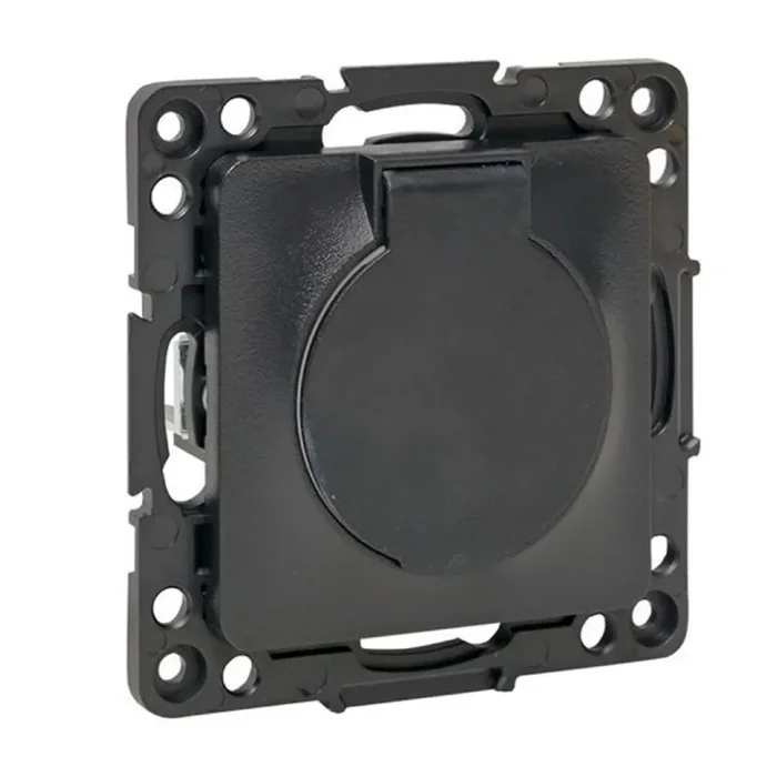 Розетка 1-м СП Стокгольм 16А IP44 с заземл. защ. шторки с крышкой механизм черн. PROxima EKF EZR16-028-10-44