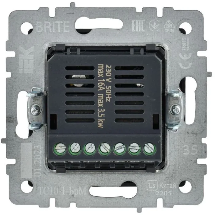 Термостат электронный с индик. BRITE СП IP20 ТС10-1-БрМ механизм маренго IEK BR-RT11-K35