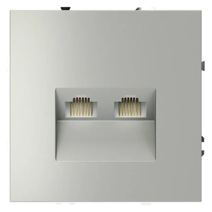 Розетка компьютерная 2-м СП S70 RJ45 + RJ45 кат.6 механизм сталь Voltum VLS060205