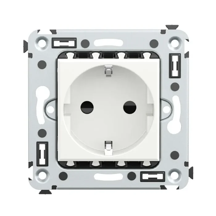 Розетка 1-м СП 2мод. Avanti "Белое облако" 16А IP20 2P+E защ. шторки бел. DKC 4400003