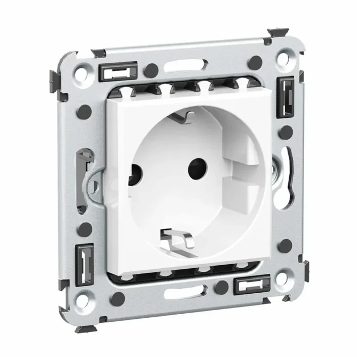 Розетка 1-м СП 2мод. Avanti "Белое облако" 16А IP20 2P+E защ. шторки бел. DKC 4400003