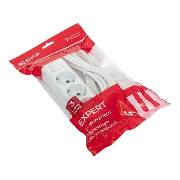 Удлинитель 3х2м с заземл. 16А IP20 Эксперт 3.0кВт с выкл. ПВС 3х1 PROxima EKF UBA16-310-3-02i