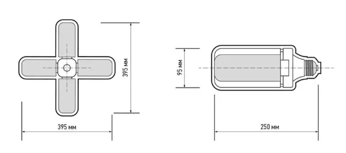 Лампа светодиодная PPG T95-4p AGRO 36Вт FR E27 4 лепестка с поворотом 90град. для растений красн. 650нм/син. 450нм Pro JazzWay 5043350