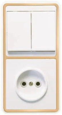 Блок БКВР-038 Бэлла (2-кл. выкл. + розетка) зол. Кунцево 5828