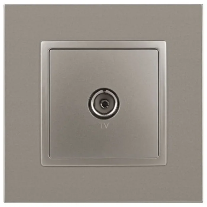 Розетка телевизионная одиночная TV Elegance 14-3101-16 титан Эра Б0065760