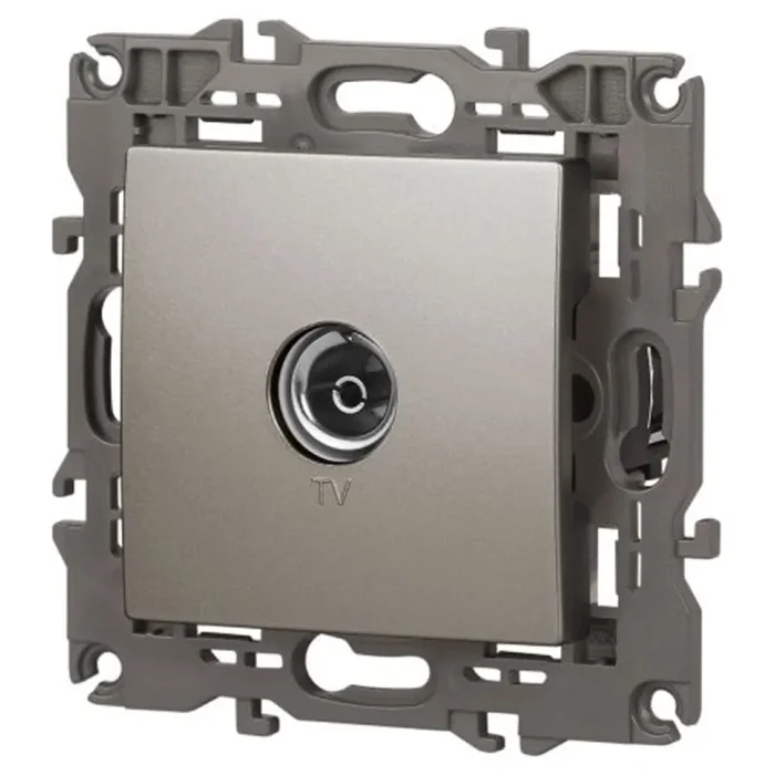 Розетка телевизионная одиночная TV Elegance 14-3101-16 титан Эра Б0065760