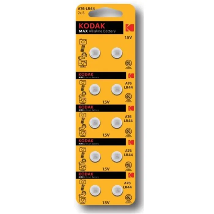 Элемент питания алкалиновый "таблетка" LR44/LR1154/AG13/G13 MAX Button Cell (блист.10шт) KODAK Б0044718