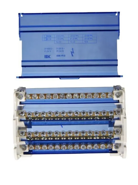 Шина на DIN-рейку в корпусе (кросс-модуль) ШНК 4х15 3L+PEN IEK YND10-4-15-125