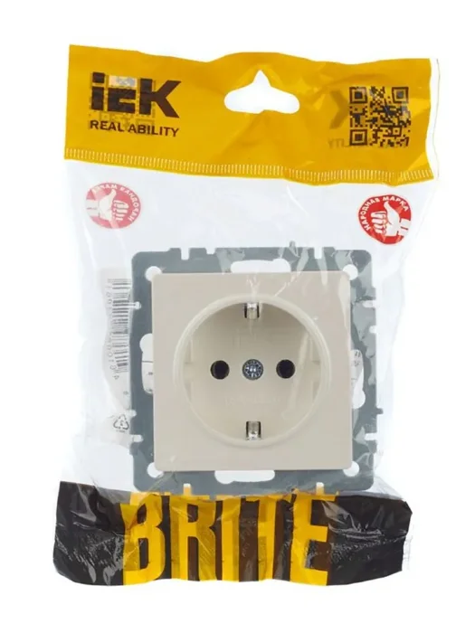 Розетка 1-м СП BRITE РС11-1-0-БрЖ 16А с заземл. без защ. шторки механизм жемчуж. IEK BR-R11-16-K36