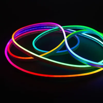 Светодиодный гибкий неон RGB-SPI 3838, 72led/m, 24pix/m, WS2811, 12V, 12W/m, IP65, 6.5x16.5mm, LN211