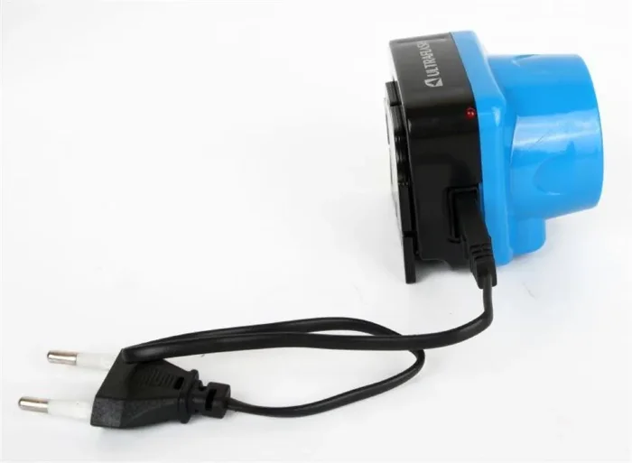 Фонарь аккумуляторный налобный LED5374 LED 1 режим 220В пластик. голуб. (бокс) Ultraflash 12427