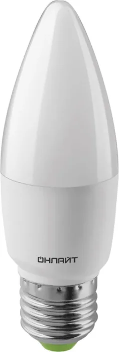 Лампа светодиодная 61 961 OLL-C37-10-230-6.5K-E27-FR 10Вт свеча 6500К холод. бел. E27 1000лм 176-264В ОНЛАЙТ 61961