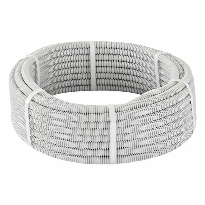 Труба гофрированная ПВХ d32мм с протяжкой сер. (уп.50м) TOKOV ELECTRIC TKE-TG/P-32-C06/50