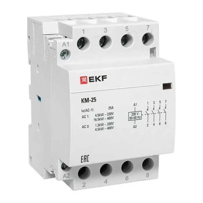 Контактор модульный КМ 25А 4NО (3 мод.) EKF km-3-25-40